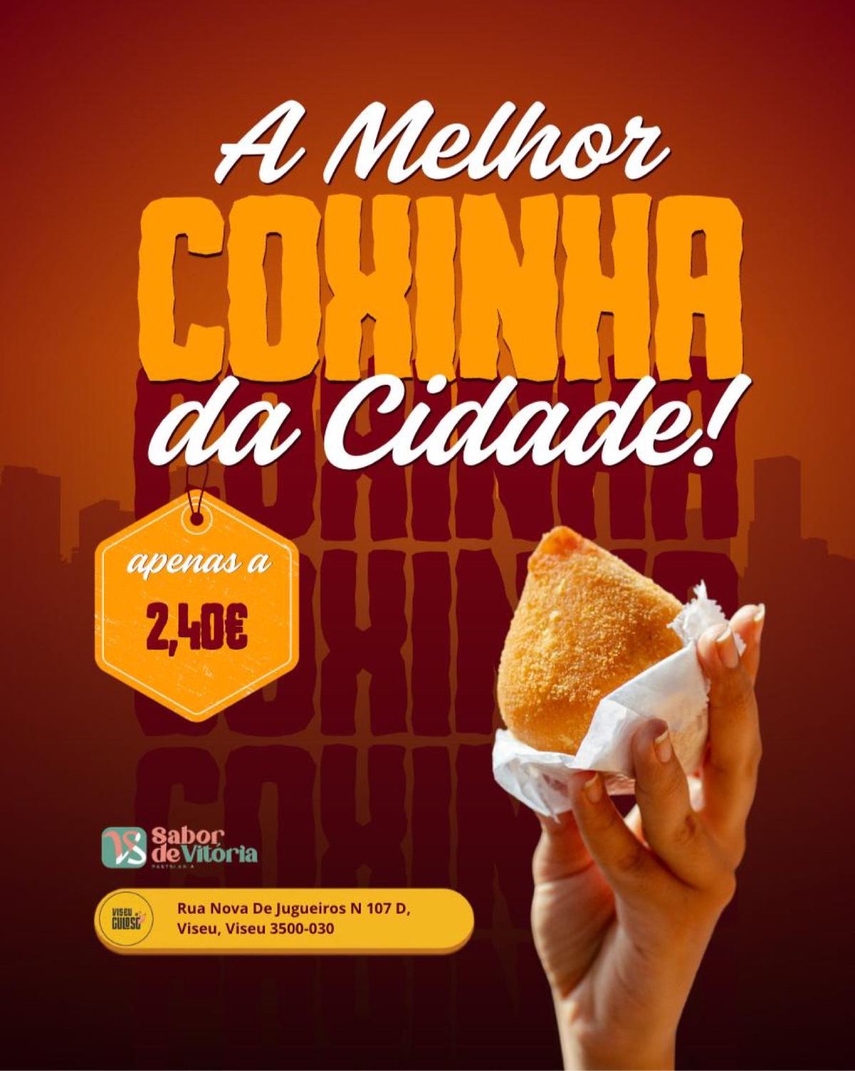 A Melhor Coxinha da Cidade, 2,40€ — fotografia real de produto